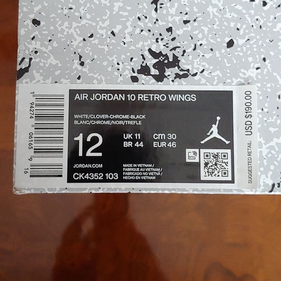 *SOLD*Air Jordan 10 Retro Wings White Clover Sz 12 - Picture 7 of 8